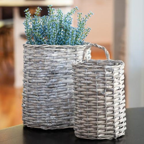 2/Set Gray Willow Oval Baskets