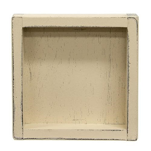 Distressed Buttermilk White Wooden Square Candle Box
