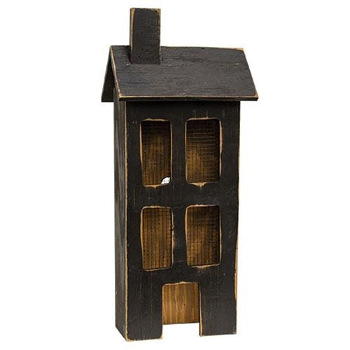 Distressed Wooden Large Black Light Up House