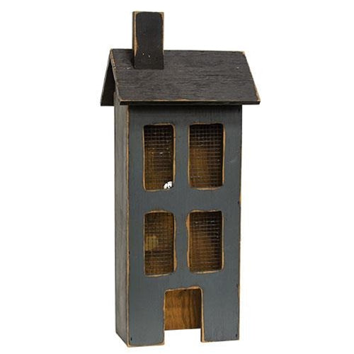 Distressed Wooden Large Blue Light Up House