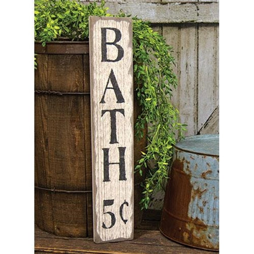 Bath 5 Cents Distressed Barnwood Sign
