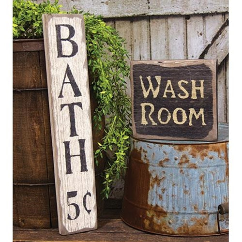 Wash Room Distressed Barnwood Sign
