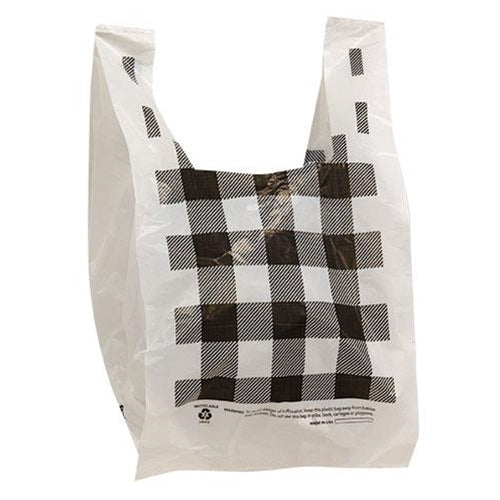 100/Pkg Black & White Buffalo Check Small Plastic Bags 15x7x4"