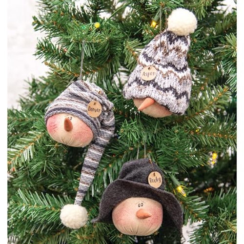 Snowy Snowman Ornament 3 Asstd.