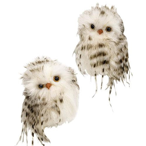 Fabric Feather Owl Ornament 2 Asstd.