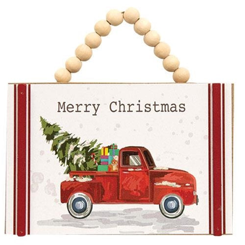 Merry Christmas Red Truck Bead Ornament