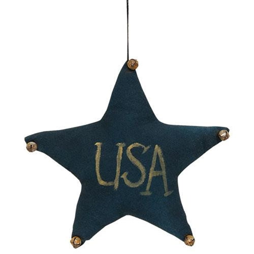 Navy USA Star Ornament w/Jingle Bells