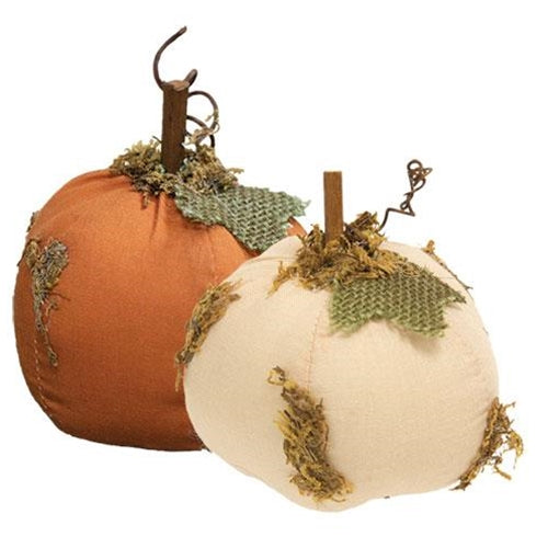 Mossy Stuffed Pumpkin 3.25" x 3.75" 2 Asstd.