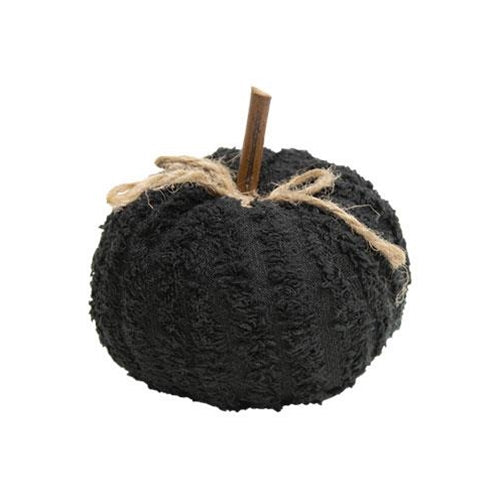 Black Chenille Stuffed Pumpkin 3"