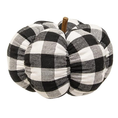 Black & White Buffalo Check Stuffed Pumpkin 8"