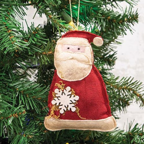 Fabric Santa with Snowflake Ornament