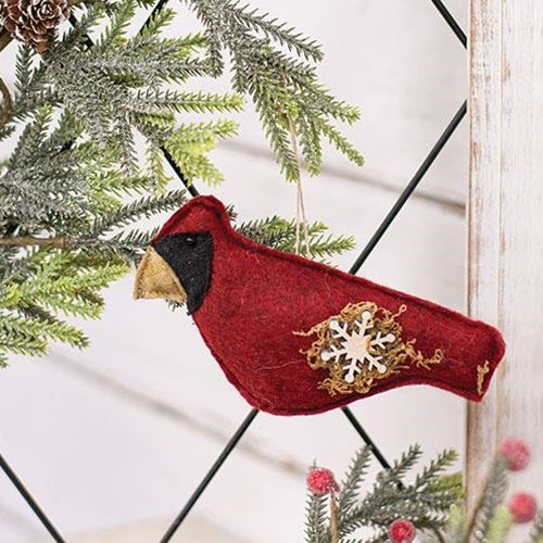 Felt Cardinal With Snowflake Ornament