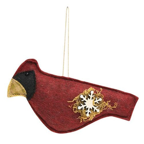 Felt Cardinal With Snowflake Ornament
