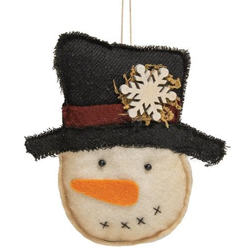 Felt Snowman w/Snowflake Top Hat Ornament