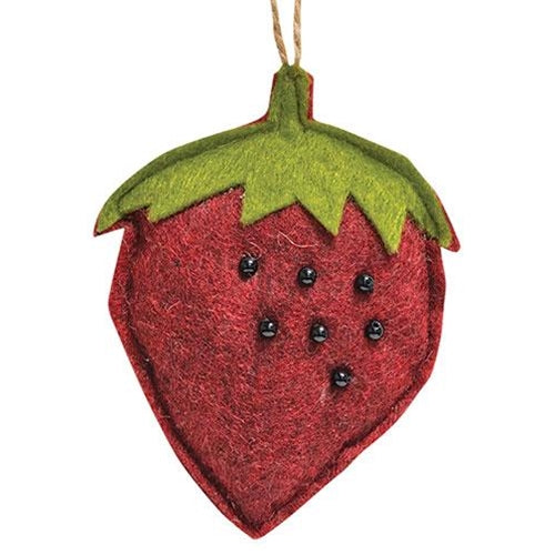 Mini Beaded Felt Strawberry Ornament