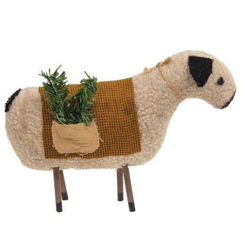 Sheep with Pine Christmas Ornament
