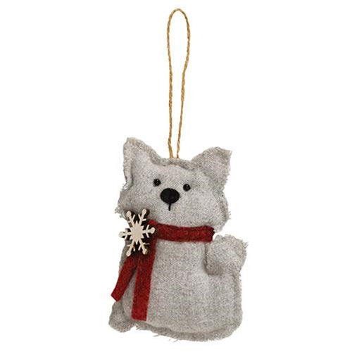Gray Christmas Cat Fabric Ornament