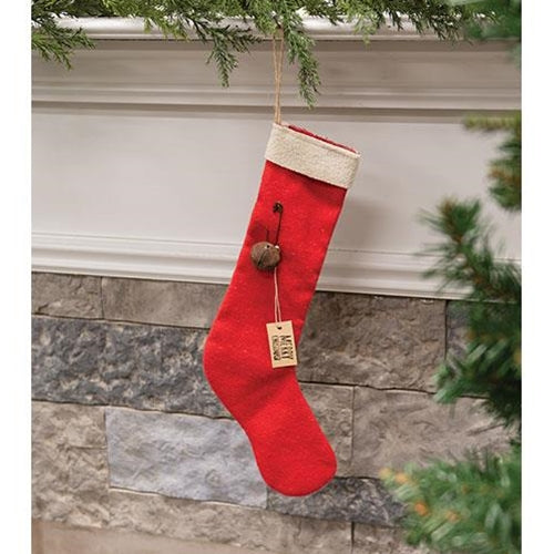 Merry Christmas Red Fabric Stocking Ornament