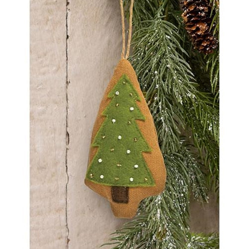Beaded Christmas Tree Fabric Ornament
