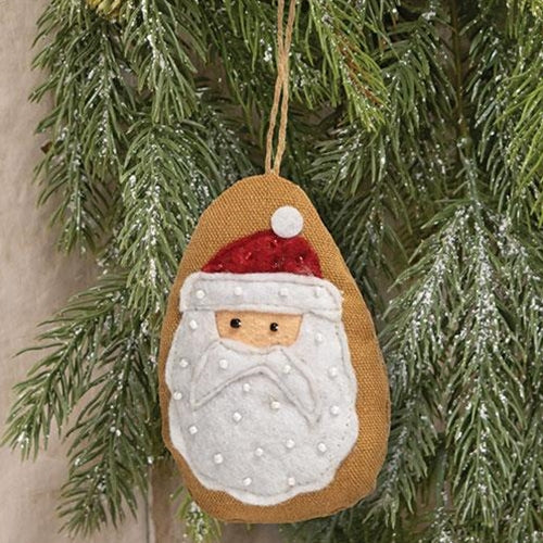 Beaded Santa Fabric Ornament