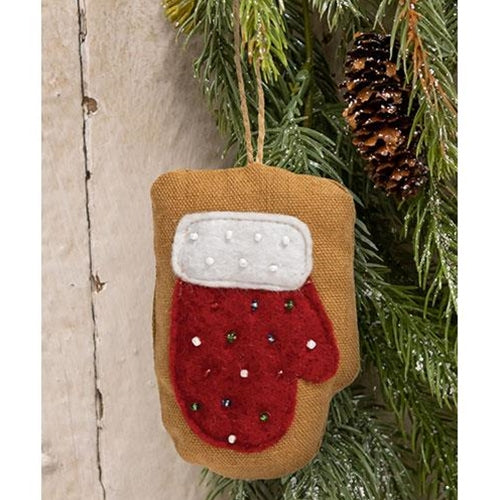 Beaded Mitten Fabric Ornament