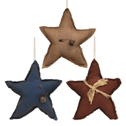 3/Set Distressed Stuffed Primitive Star Ornaments