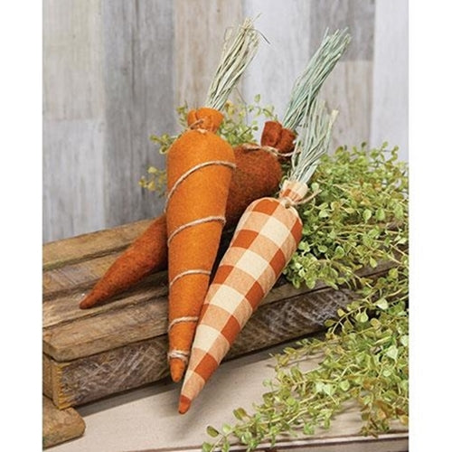 3/Set Stuffed Orange Felt & Buffalo Check Carrots