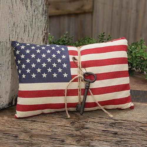 American Flag Pillow w/ Antiqued Key