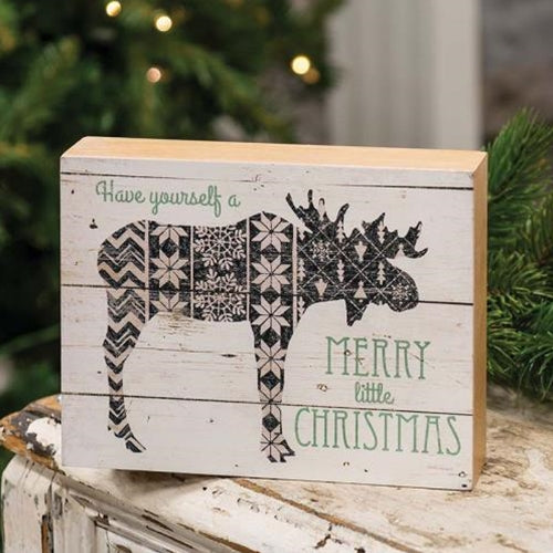 Merry Christmas Nordic Moose Box Sign