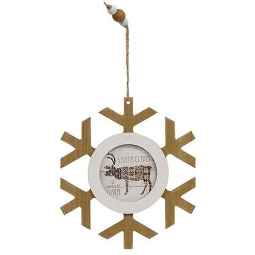 Santa Claus Nordic Reindeer Wood Ornament