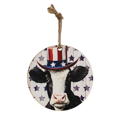 Uncle Sam Hat Cow Round Ornament