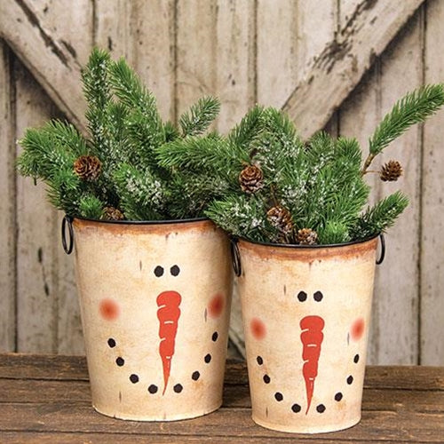 2/Set Snowman Face Buckets – Primitive Renditions