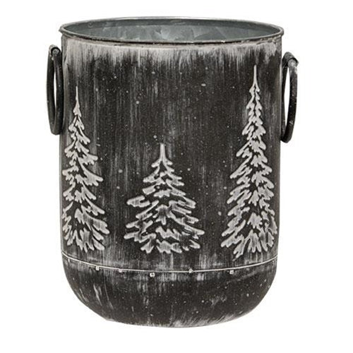 White Washed Metal Tree Container 6.5