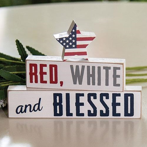 3/Set Red White and Blessed Blocks