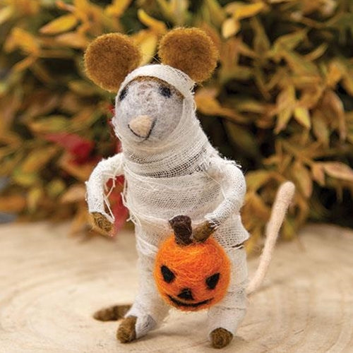 Felted Mummy Mouse Ornament