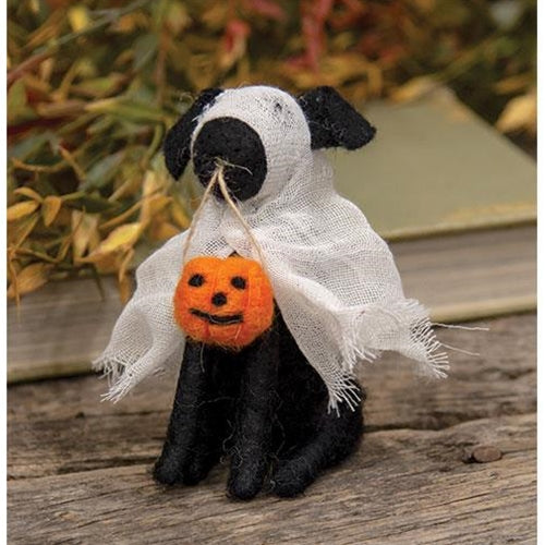 Felted Ghost Dog Ornament