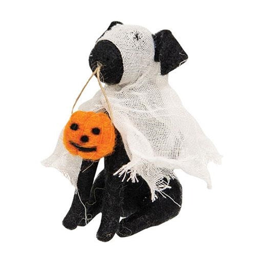 Felted Ghost Dog Ornament