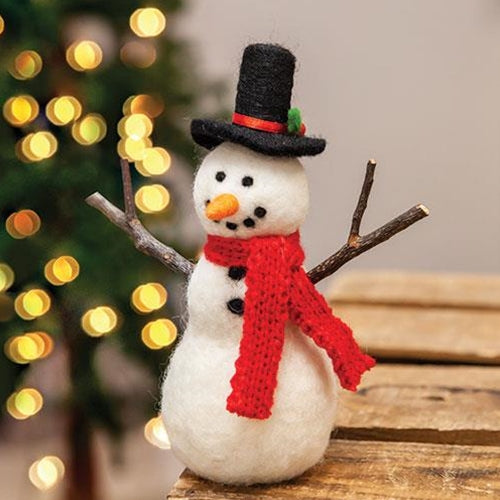 Felted Wool Classic Snowman Ornament