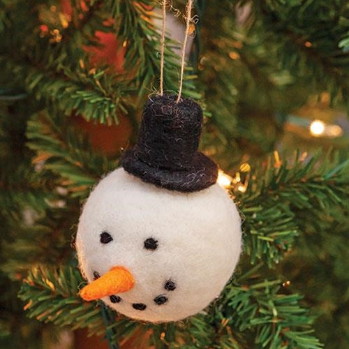 Felted Wool Snowman Top Hat Ornament