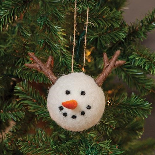 Felted Wool Snowman Reindeer Ornament