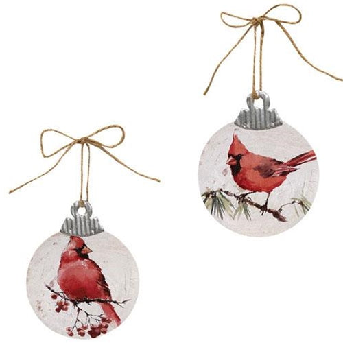Wood & Galvanized Cardinal Ornament 2 Asstd.