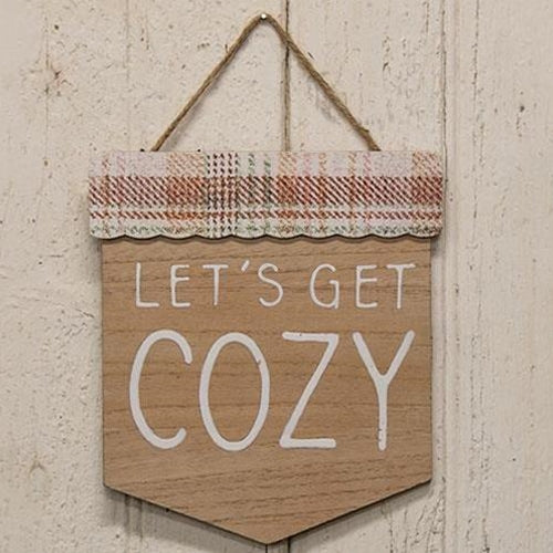Get Cozy Plaid Wood Sign