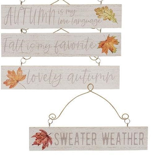 Fall Leaves Wood Hanger Ornament 4 Asstd.