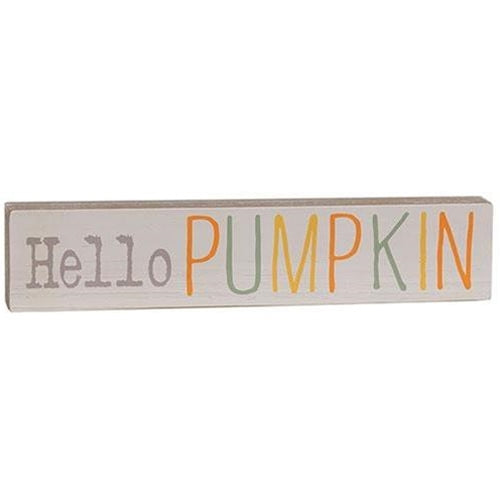 Hello Pumpkin Multi Color Wood Block