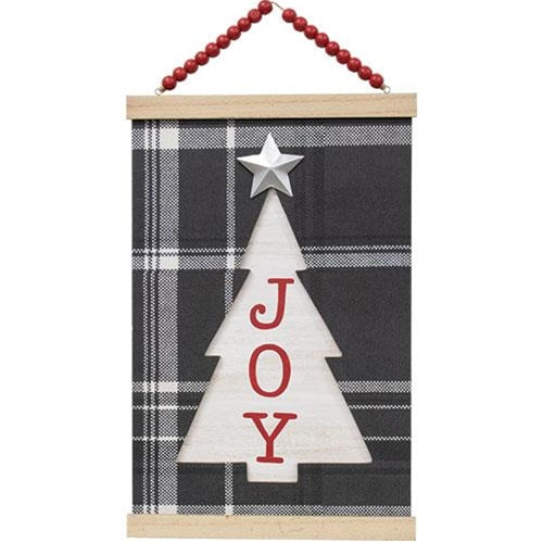 Joy Christmas Tree Scroll Plaque