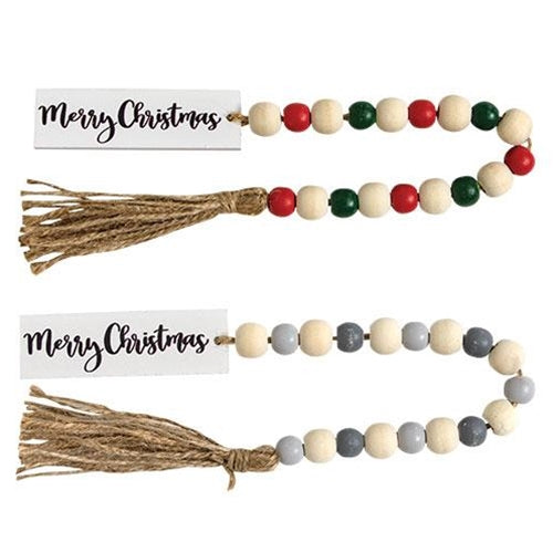 Merry Christmas Tassel Garland w/Beads 2 Asstd.