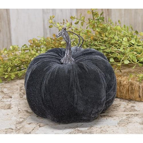 Gray Velvet Pumpkin 6.5"