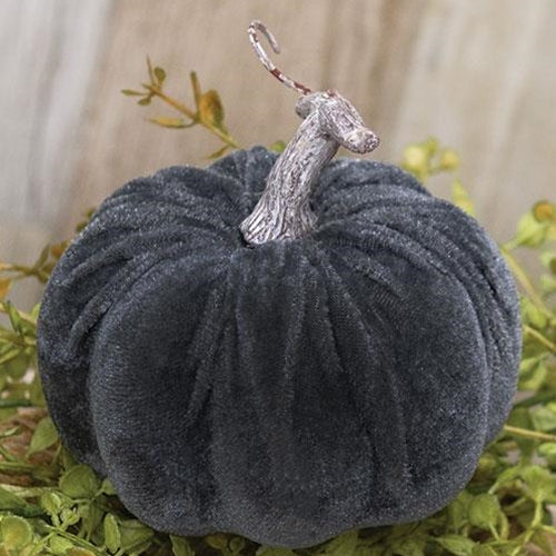 Gray Velvet Pumpkin 4"