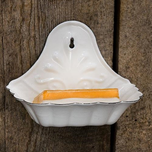 White Retro Enamel Soap Dish