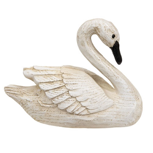 Distressed Resin Carved Look Swan